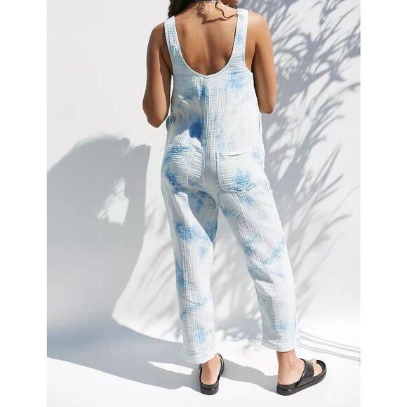 Urban Outfitters Mya Blue Stripe Button-Through Jumpsuit Romper Women’s XS - Picture 3 of 16